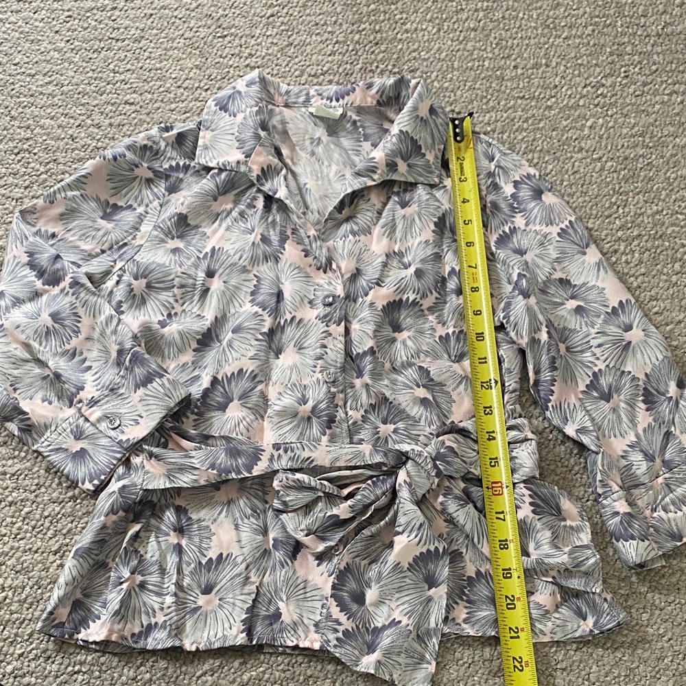 Anthropologie odille Floral Blouse - Pink mint green and Gray size 8 - Picture 2 of 8